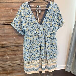 Floral Blue and Yellow Dress